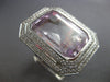ESTATE MASSIVE 33.3CT DIAMOND & AAA KUNZITE 18K WHITE GOLD EMERALD CUT HALO RING