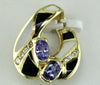 .60CT DIAMOND & AAA TANZANITE & ONYX 14KT YELLOW GOLD 3D TEAR DROP FUN PENDANT