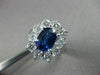 ANTIQUE LARGE 3.57CT DIAMOND & AAA SAPPHIRE 18KT WHITE GOLD OVAL CLUSTER RING