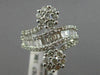 ESTATE LARGE 2.55CT ROUND & BAGUETTE DIAMOND 18KT WHITE GOLD DOUBLE FLOWER RING