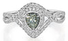 CERTIFIED .78CT WHITE & GRAY GREENISH DIAMOND 18KT WHITE GOLD 3D ENGAGEMENT RING