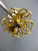 ESTATE LARGE 3.30CT DIAMOND & AAA CITRINE 14KT YELLOW GOLD FLOWER ROSE FUN RING