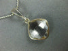 ESTATE AAA CRYSTAL 14KT WHITE GOLD 3D CLASSIC BEZEL CUSHION PENDANT