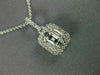 ESTATE .45CT DIAMOND 18K WHITE GOLD ROUND & BAGUETTE CLUSTER SQUARE HALO PENDANT