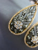 ESTATE LARGE 3.44CT DIAMOND 18K ROSE & BLACK GOLD OPEN FILIGREE HANGING EARRINGS