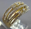 WIDE .82CT DIAMOND 14KT YELLOW GOLD 3D MULTI ROW WAVE WEDDING ANNIVERSARY RING