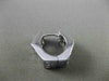 ESTATE 14KT WHITE GOLD 3D 3 ROW CUBIC ZIRCONIA HEXAGON HUGGIE EARRINGS #24347