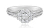 1.05CT DIAMOND 14KT WHITE GOLD 3D ROUND & PRINCESS INVISIBLE FLOWER FUN RING