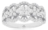 ESTATE 1.0CT DIAMOND 14KT WHITE GOLD CLASSIC MULTI FLOWER HALO ANNIVERSARY RING