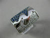 ESTATE LARGE 1.65CT DIAMOND & AAA SAPPHIRE 18KT WHITE GOLD 3D FILIGREE WAVE RING