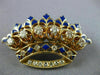ANTIQUE 1.26CT DIAMOND & AAA BLUE ENAMEL 14K YELLOW GOLD CROWN PIN PENDANT 20798