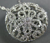 ESTATE LARGE 1.23CT DIAMOND 18K WHITE GOLD CIRCULAR OPEN FILIGREE FLOWER PENDANT