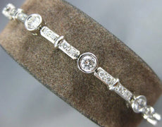 ANTIQUE 1.55CT DIAMOND 14KT WHITE GOLD BEZEL LINK TENNIS BRACELET 7.25 INCH #116