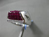 ESTATE LARGE 5.42CT DIAMOND & RUBY 18KT WHITE GOLD 3D FLEUR DE LIS FILIGREE RING