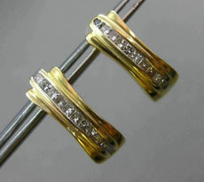 ESTATE .30CT PRINCESS CUT DIAMOND 14KT YELLOW GOLD MULTI ROW SEMI HOOP EARRINGS