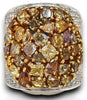EXTRA LARGE 8.41CT MULTI SHAPE MULTI COLOR DIAMOND 18KT 2 TONE GOLD CLUSTER RING
