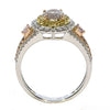 1.43CT WHITE PINK & FANCY YELLOW DIAMOND 18KT TRI COLOR GOLD 3D ENGAGEMENT RING