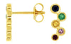 .34CT AAA MULTI COLOR SAPPHIRE 14KT YELLOW GOLD 3D ZIG ZAG FUN HANGING EARRINGS