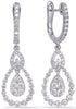 1.21CT DIAMOND 14KT WHITE GOLD CLUSTER OPEN TEAR DROP LEVERBACK HANGING EARRINGS