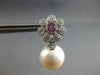 1.1CT DIAMOND & AAA PINK SAPPPHIRE & SOUTH SEA PEARL 14KT WHITE GOLD 3D EARRINGS