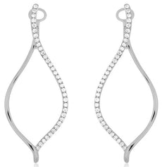 LARGE .56CT DIAMOND 14K WHITE GOLD 3D CLASSIC TEAR DROP CLIP ON HANGING EARRINGS