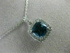 ESTATE 2.27CT AAA LONDON BLUE TOPAZ & WHITE SAPPHIRE 14K WHITE GOLD HALO PENDANT