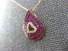 ESTATE .31CT DIAMOND & AAA RUBY 14KT ROSE GOLD TEAR DROP HEART FLOATING PENDANT