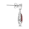 LARGE 3.10CT DIAMOND & RUBY 18KT WHITE GOLD PEAR SHAPE & ROUND HANGING EARRINGS