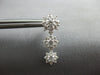 1.46CT DIAMOND 14KT WHITE GOLD MULTI FLOWER PAST PRESENT FUTURE HANGING EARRINGS