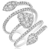 LARGE 1.52CT DIAMOND 14KT WHITE GOLD MULTI ROW CUPID'S HEART & ARROW SHAPE RING
