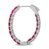 ESTATE 2.80CT AAA RUBY 14K WHITE GOLD 3D CLASSIC LUCIDA INSIDE OUT HOOP EARRINGS