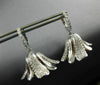 ESTATE LARGE 1.47CT DIAMONDS 18KT WHITE GOLD 3D FILIGREE FLOWER HANGING EARRINGS
