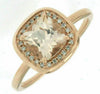 ESTATE 1.44CT DIAMOND & AAA MORGANITE 14K ROSE GOLD 3D CUSHION HALO CLASSIC RING