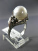 ESTATE LARGE .12CT DIAMOND & AAA SOUTH SEA PEARL PLATINUM 3D FLOWER RING #21817