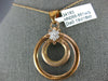 ESTATE LARGE .19CT DIAMOND 18KT ROSE GOLD FLOWER CIRCLE OF LIFE FLOATING PENDANT