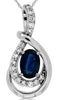 .78CT DIAMOND & AAA SAPPHIRE 14KT WHITE GOLD 3D OVAL LOVE KNOT FLOATING PENDANT