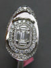 2.87CT DIAMOND 18K WHITE GOLD ROUND & BAGUETTE OVAL CLUSTER CRISS CROSS X RING