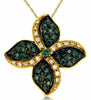 ESTATE .50CT WHITE & BLUE DIAMOND 14KT YELLOW GOLD FLOWER INFINITY LOVE PENDANT