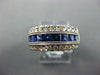 WIDE 1.93CT DIAMOND AAA SAPPHIRE 14KT WHITE GOLD PRINCESS 3 ROW ANNIVERSARY RING