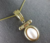 ESTATE LARGE AAA MOTHER OF PEARL 14KT YELLOW GOLD OVAL ENHANCER FLOATING PENDANT