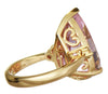 ESTATE EXTRA LARGE 14.34CT DIAMOND & AAA KUNZITE 18K YELLOW GOLD ENGAGEMENT RING