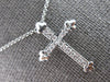 ESTATE .17CT DIAMOND 14KT WHITE GOLD 3D CLASSIC CROSS FLORAL FLOATING PENDANT