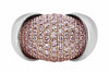 ESTATE 3.98CT PINK DIAMOND 18KT WHITE & ROSE GOLD PAVE OVAL SEMI BEZEL FUN RING