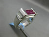 ESTATE 2.06CT DIAMOND & RUBY 18KT WHITE GOLD RECTANGULAR HANDCRAFTED MENS RING