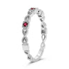 ESTATE LARGE .11CT DIAMOND & AAA RUBY 14K WHITE GOLD INFINITY ETERNITY LOVE RING