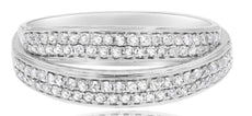 ESTATE .53CT DIAMOND 14KT WHITE GOLD 3D MULTI ROW CRISS CROSS ANNIVERSARY RING