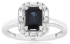 ESTATE 1.19CT DIAMOND & AAA SAPPHIRE 14KT WHITE GOLD SQUARE HALO ENGAGEMENT RING