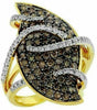 ESTATE 1.74CT WHITE & CHOCOLATE FANCY DIAMOND 14KT YELLOW GOLD 3D CLASSIC RING
