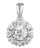 ESTATE 0.5CT DIAMOND 14KT WHITE GOLD 3D CLASSIC SOLITAIRE HALO FLOWER PENDANT
