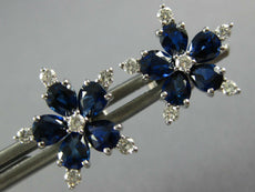 LARGE 2.89CT DIAMOND & AAA SAPPHIRE 18KT WHITE GOLD 3D SNOWFLAKE STUD EARRINGS